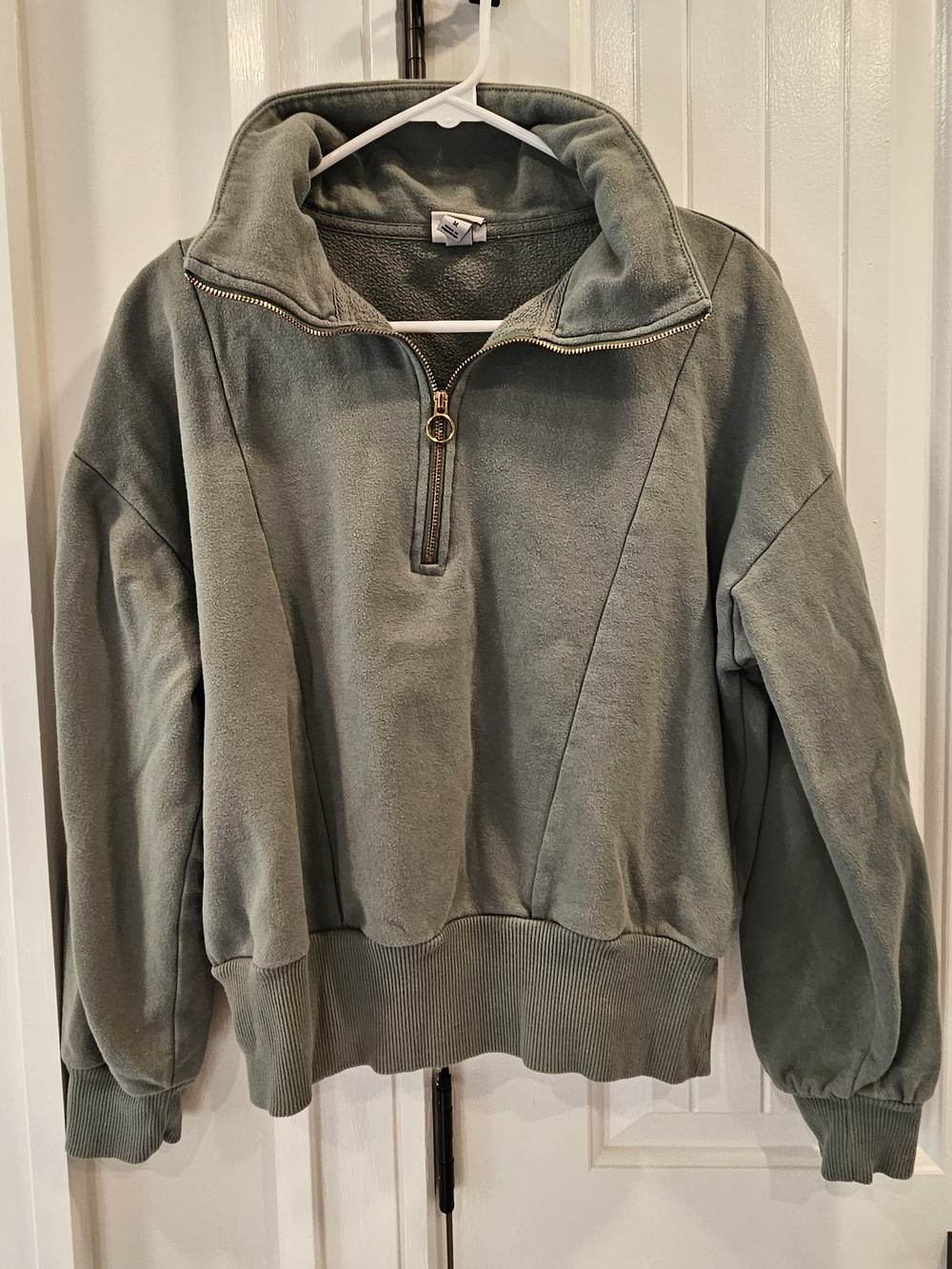 a new day Sage Green Quarter-Zip Fleece Pullover Sweater